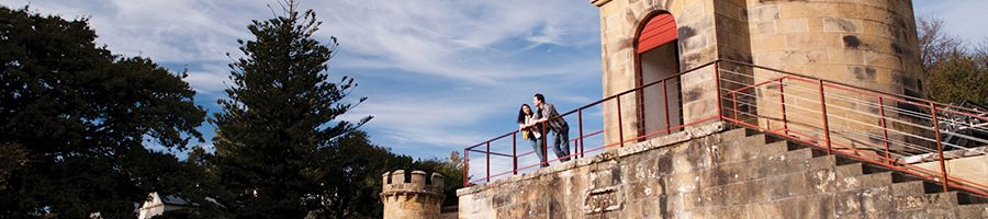 Two people at the Port Arthur Prison Historic Site