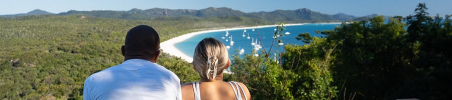 two people admiring the view at south whitehaven lookout