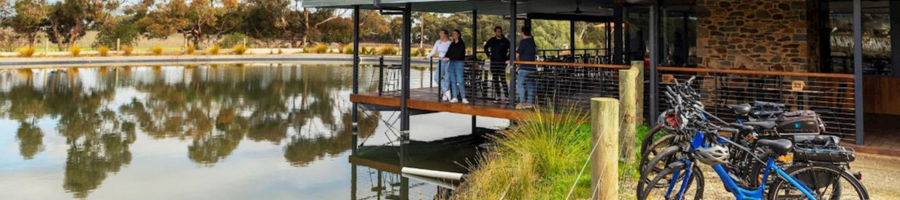 bike riders admiring lake view