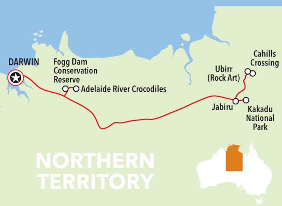 tour map of autopia darwin to kakadu day tour