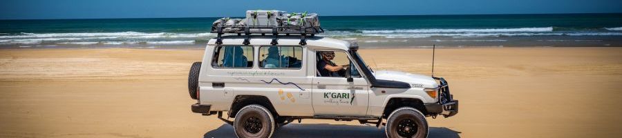 kgari walking tours 4wd on the beach of k'gari
