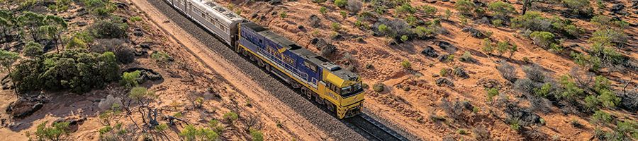 Indian Pacific train travelling through south australia