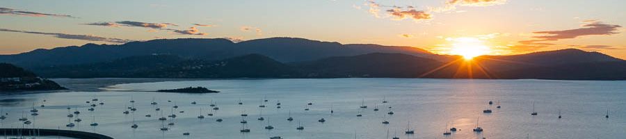 Sunset over Airlie Beach marina