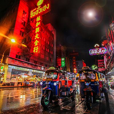 Tuk tuks and neon lights of Bangkok