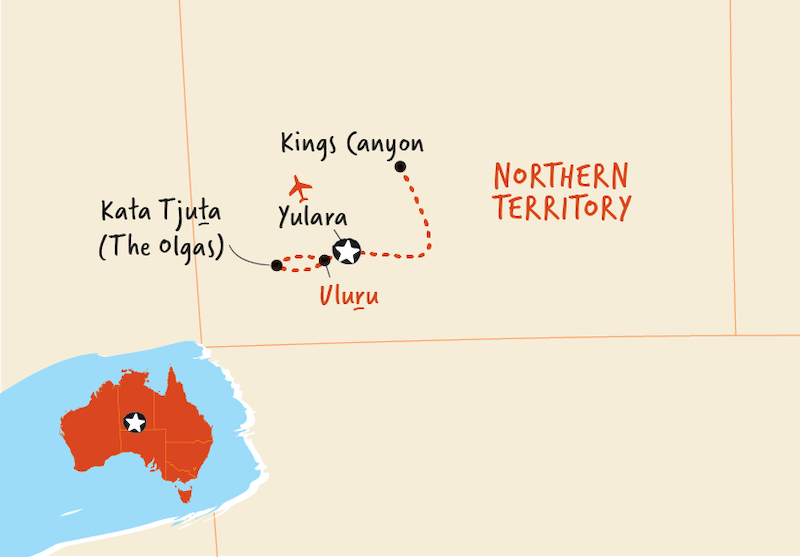 Rock The centre Yulara to Yulara tour map