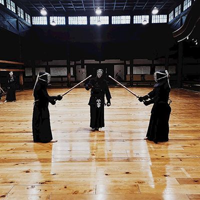 men in practicing kendo samurai class in kyoto