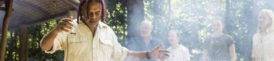 traditional smoking ceremony at mossman gorge