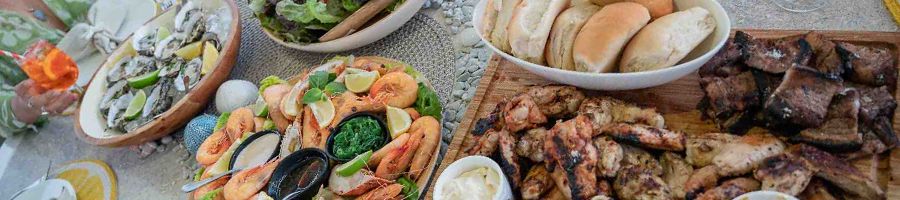 spread of food on havanna luxury catamaran charter