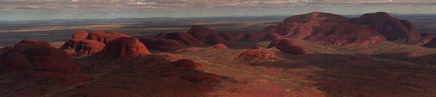 An aerial view of the Australian Outback from a scenic flight