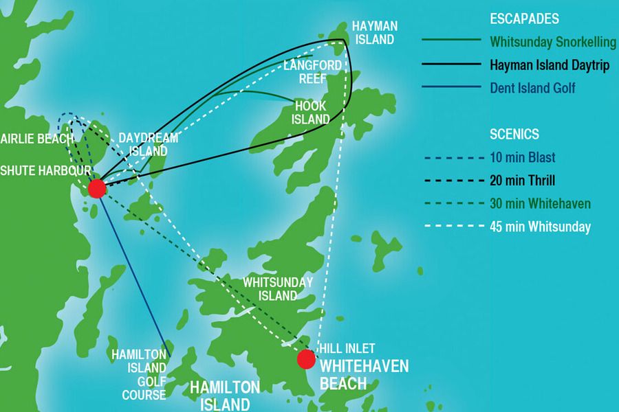 Helireef scenic helicopter flight map