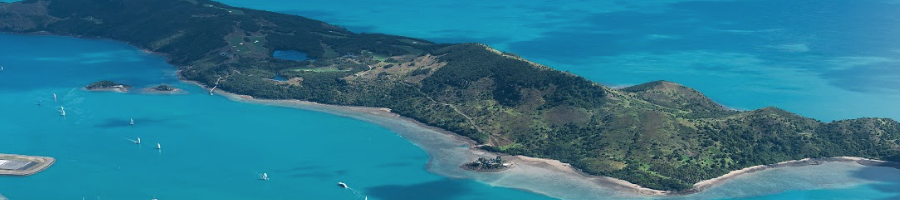 An aerial shot of an island from above