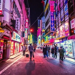 Streets of Tokyo, Japan at nighttime