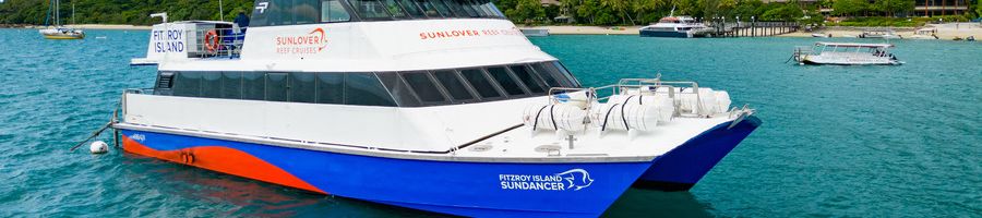 fitzroy island ferry on the water near the island