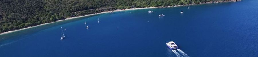 ferry traveling over the ocean to fitzroy island