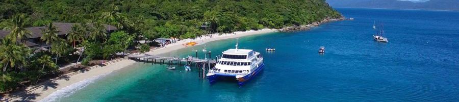 fitzroy island ferry docked at the pier on the island