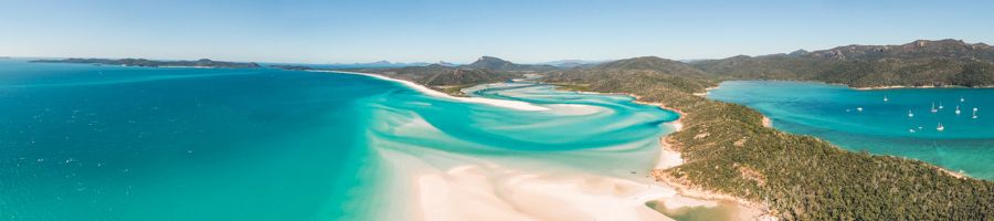 panorama of hill inlet at whitehaven beach