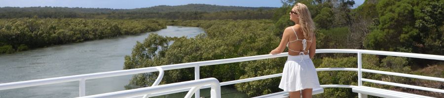 girl riding on the kgari ferry over to the island