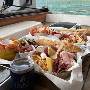 The grazing platter lunch on board Pilgrim Sailing at Magnetic Island