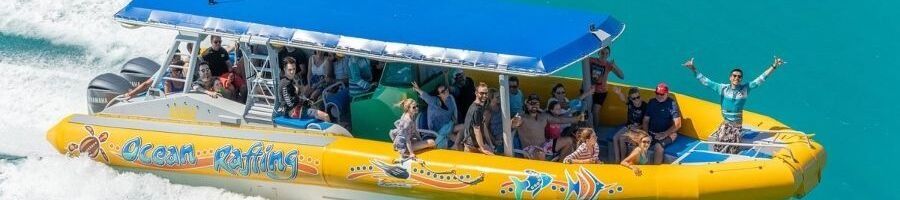 Guests having fun on board an Ocean Rafting boat