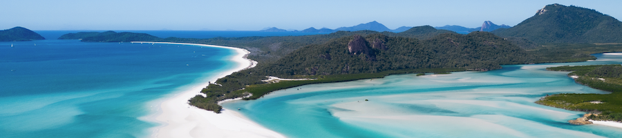 A drone shot of Whitehaven Beach