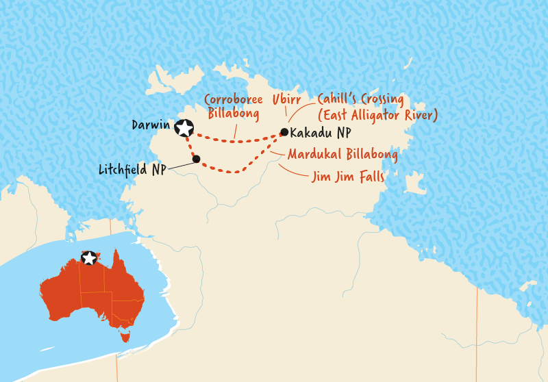 Kakadu and Jim Jim Falls Tour Map Adventure Tours