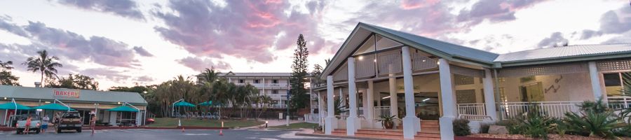 K'gari Beach Resort with sunset clouds 