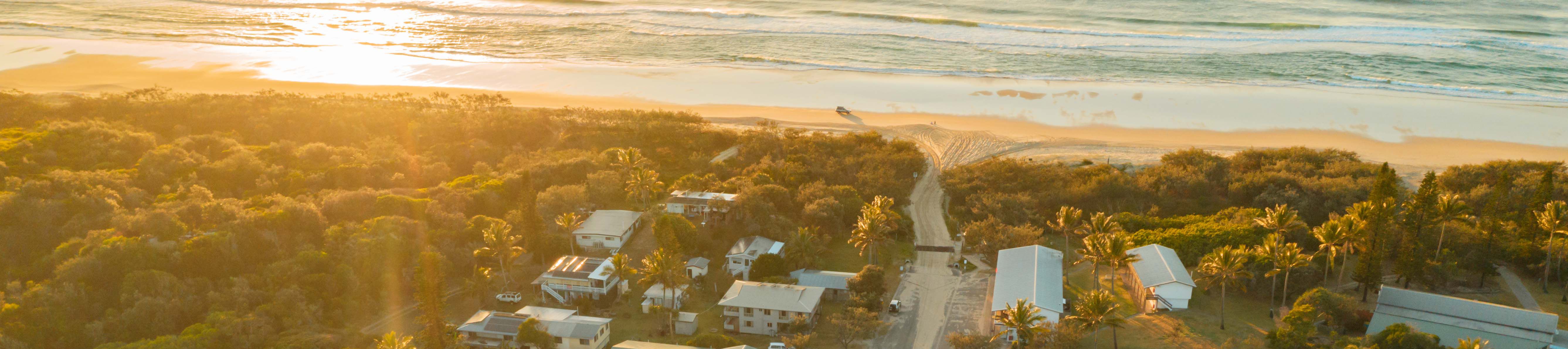 kgari beach resort and coastline at sunrise