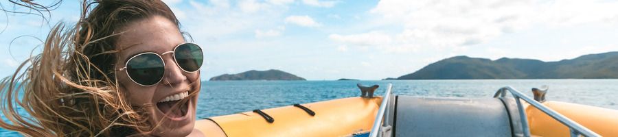 A girl on an Ocean Rafting tour in the Whitsundays