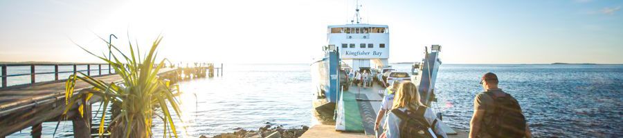 people walking on the kingfisher bay ferry to kgari